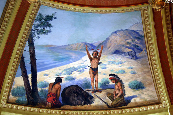 Farewell to the Buffalo mural in Old State Supreme Court at Montana State Capitol. Helena, MT.