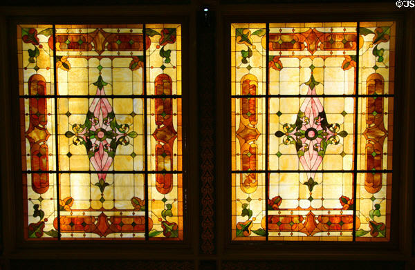 Stained glass ceiling in Senate chamber of Montana State Capitol. Helena, MT.