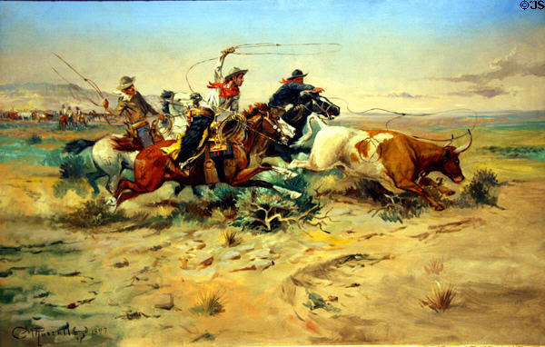The Herd Quitter painting (1897) by Charles Marion Russell at Montana Historical Society museum. Helena, MT.