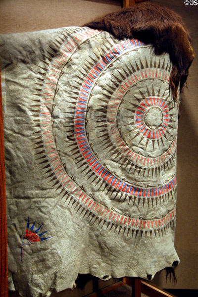 Mandan or Hidatsa painted buffalo robe (c1850-80) at Montana Historical Society museum. Helena, MT.