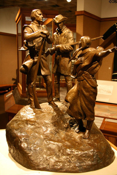 Lewis & Clark with Sacagawea bronze sculpture (1929) by Henry Lion at Montana Historical Society museum. Helena, MT.