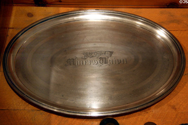 Butte Miners' Union silver tray (c1914) at Montana Historical Society museum. Helena, MT.