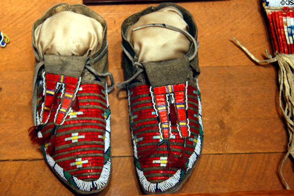Cree quillwork moccasins (c1910) at Montana Historical Society museum. Helena, MT.