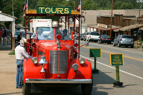 Antique fire engine tour vehicle. Virginia City, MT.