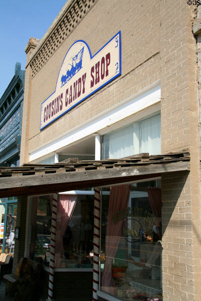 Cousins Candy Shop (series of former stores) in 1888 brick building. Virginia City, MT.
