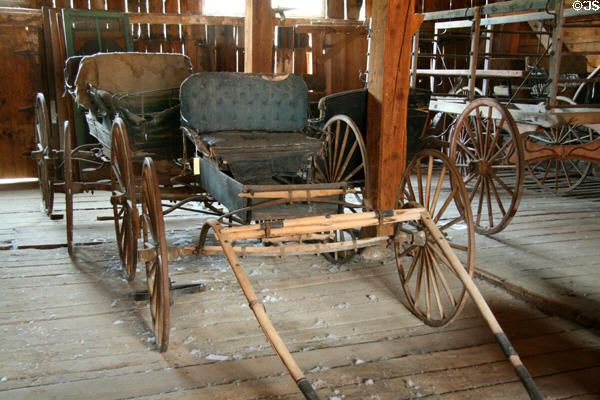 Buggies in Blacksmith & Wagon Shop. Virginia City, MT.