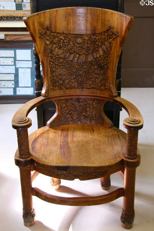 Carved chair (c1893) which was displayed at Columbia Exposition in Chicago now at Virginia City Museum. Virginia City, MT.
