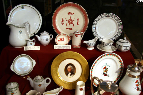 Collection of railway dining car china at Museum of the Yellowstone. West Yellowstone, MT.