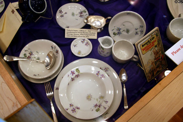 CB&Q Violets & Daisies pattern (1929) made by Syracuse China at Museum of the Yellowstone. West Yellowstone, MT.