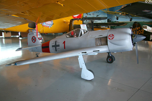 Half-size flying model of FW190 WW II German fighter plane at Fargo Air Museum. Fargo, ND.