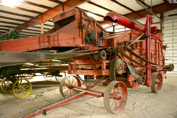 Belt drives of Altman-Taylor Machinery Co. of Mansfield, OH, harvester at Aurora Plainsman Museum. Aurora, NE.