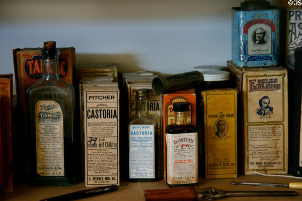 Tonics & patent medicines in Mercantile store at Stuhr Museum. Grand Island, NE.