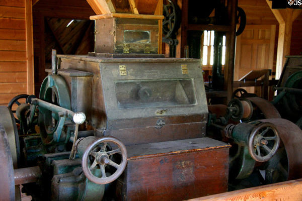 Grain grinding machine in Henry Glade Roller Mill at Stuhr Museum. Grand Island, NE.