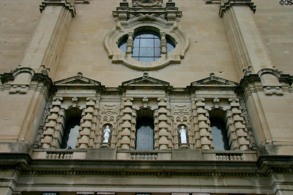 Baroque facade of St. Cecilia's Cathedral. Omaha, NE.