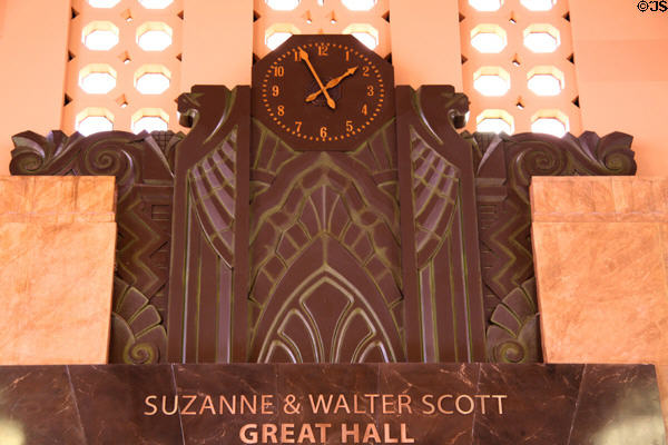 Details of Great Hall clock of Omaha Union Station. Omaha, NE.