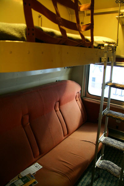 Union Pacific Pullman car seats & drop-down berth at Durham Western Heritage Museum. Omaha, NE.