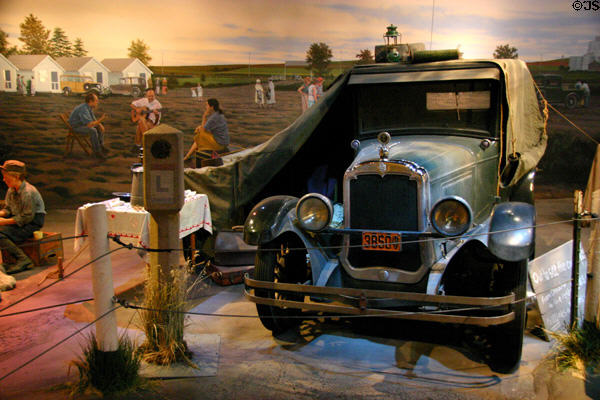 Early 20th Century camping along the Lincoln Highway diorama at Kearney Arch. Kearney, NE.