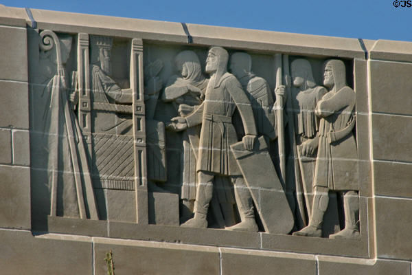 Codification of Anglo-Saxon Law under Ethelbert (c600) sculpted on Nebraska State Capitol. Lincoln, NE.