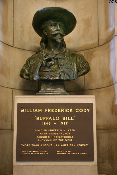 Bust of William Frederick Cody (1846-1917) [aka Buffalo Bill] in Nebraska State Capitol. Lincoln, NE.