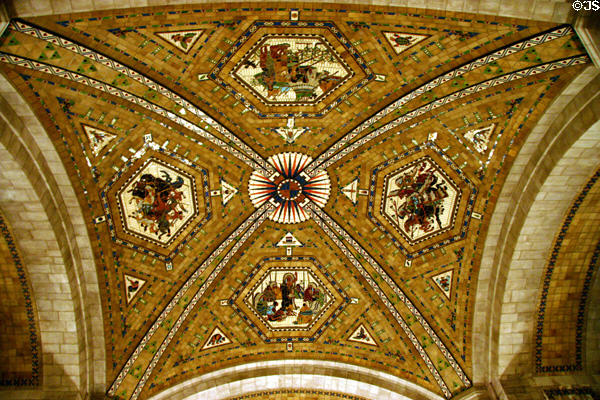 Warner Chamber domed ceiling with native designs in Nebraska State Capitol. Lincoln, NE.
