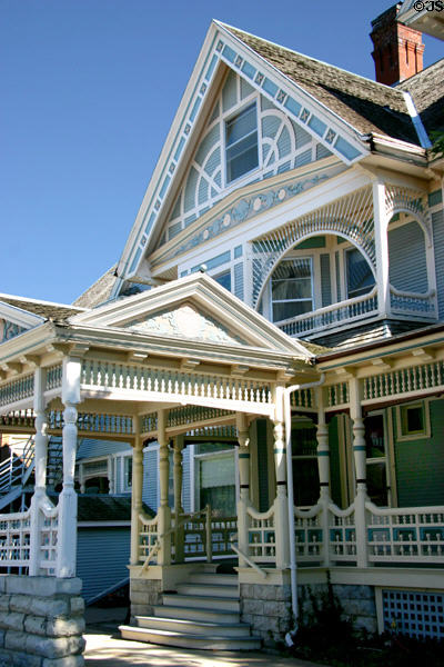 Turned woodwork of porch of Eastlake Manor House. Lincoln, NE.