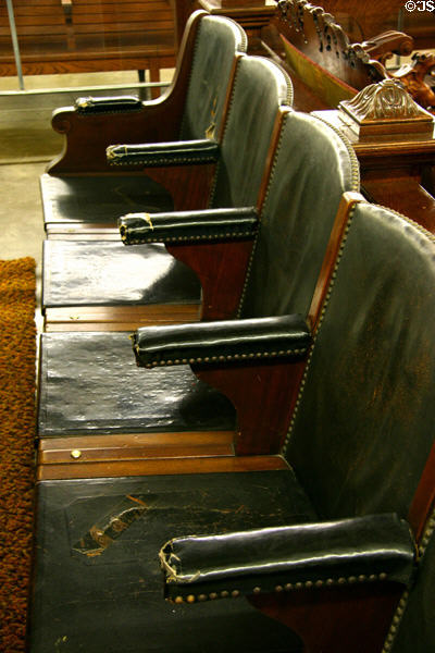 Seats used in US House of Representatives (1913-50) at Warp Pioneer Village. Minden, NE.