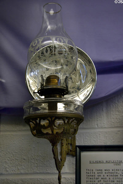 Silvered reflector bracket lamp (1890) at Warp Pioneer Village. Minden, NE.