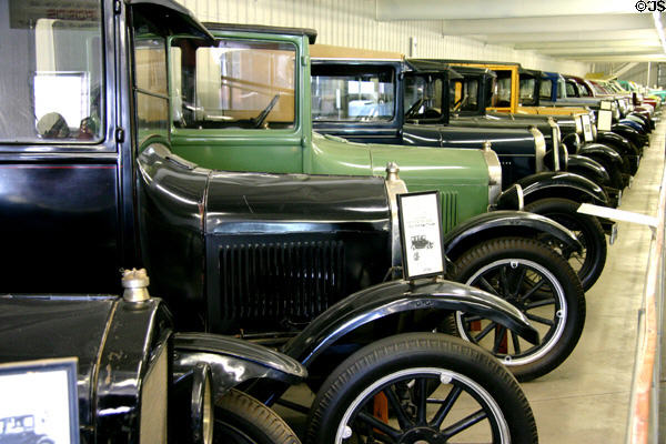 Row of antique cars at Warp Pioneer Village. Minden, NE.