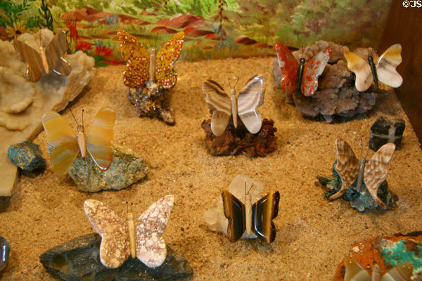 Stone butterflies in Petrified Wood Gallery. Ogallala, NE.