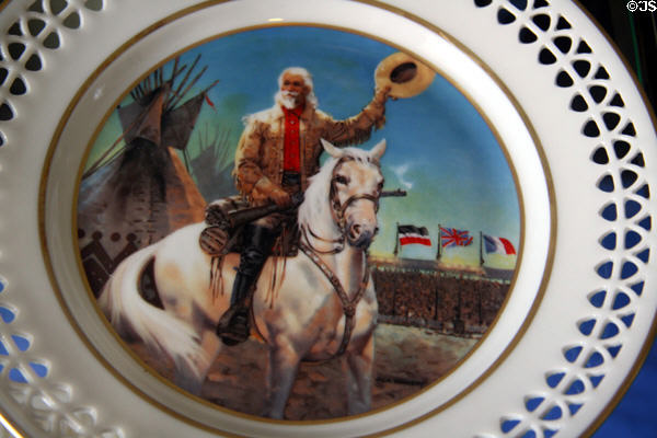 China plate with scene of Buffalo Bill show in London (1903) at Scout's Rest. North Platte, NE.