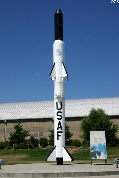 Blue Scout SLV-1B 4-stage rocket (1960s) by Aerospace Corp. at Strategic Air Command Museum. Ashland, NE.