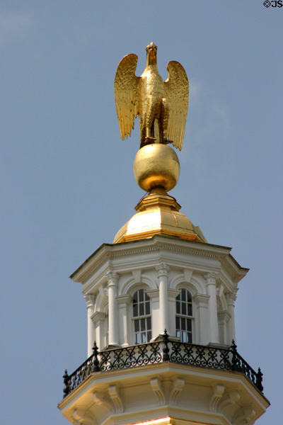 Eagle carving atop New Hampshire State House cupola dome. Concord, NH.