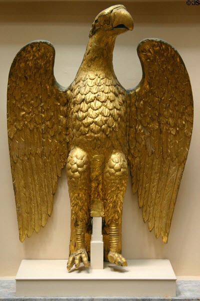 Original eagle carving from top of State House at New Hampshire Historical Society Museum. Concord, NH.