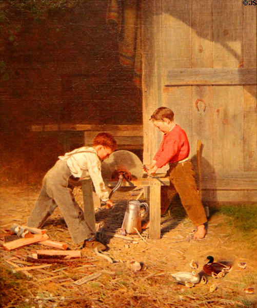 Force & Skill painting (1869) by Charles Caleb Ward of New Brunswick, Canada at Currier Museum of Art. Manchester, NH.
