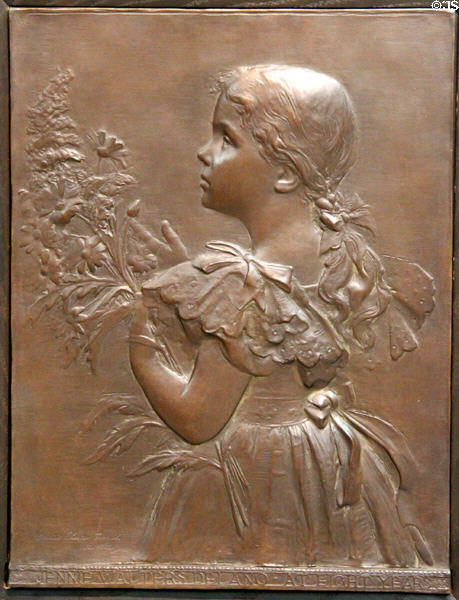 Jennie Delano bronze portrait relief (1898) by Daniel Chester French at Currier Museum of Art. Manchester, NH.