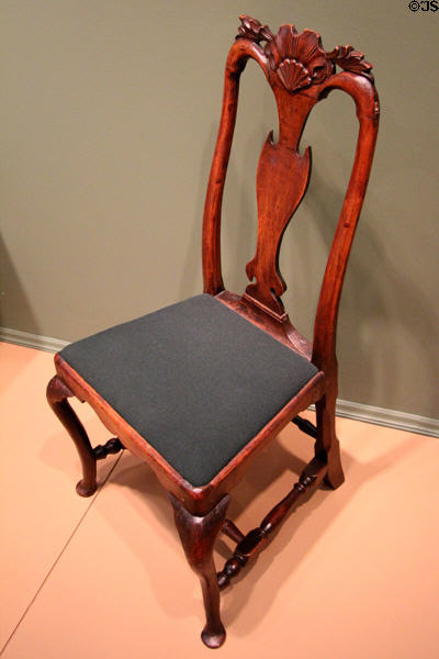 Side chair (c1740) by John Gaines III of Portsmouth, NH at Currier Museum of Art. Manchester, NH.