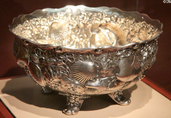 Silver punch bowl (c1880) by Whiting Manuf. Co. of North Attleboro, MA at Currier Museum of Art. Manchester, NH.