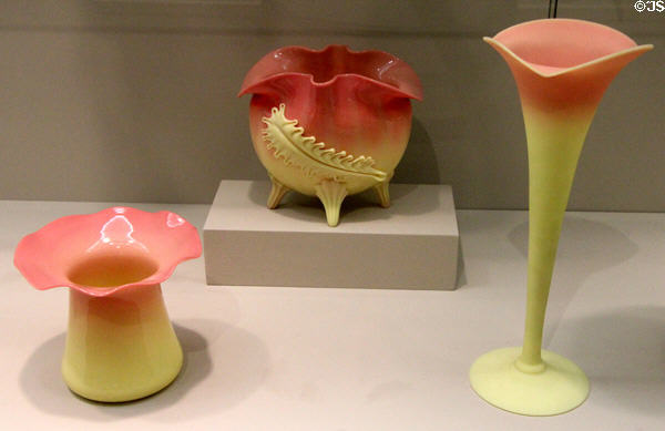Peach blow or Burmese glass (1880s) at Currier Museum of Art. Manchester, NH.