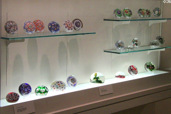 French glass paperweight collection at Currier Museum of Art. Manchester, NH.