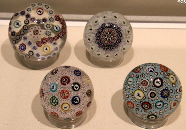 Paperweights (c1850) by French glasshouses Baccarat and Pantin at Currier Museum of Art. Manchester, NH.