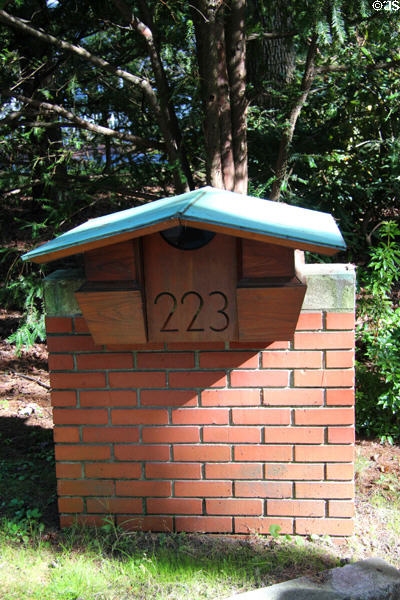 Wright designed mailbox at Zimmerman House. Manchester, NH.