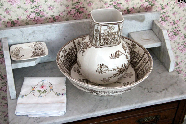 Washstand with pitcher & basin at Robert Frost Farm. Derry, NH.