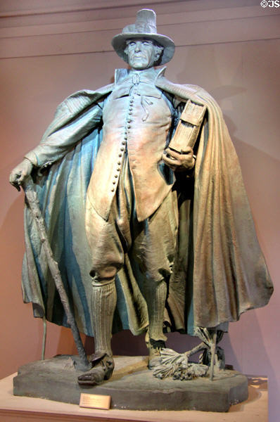 The Puritan, Deacon Samuel Chapin plaster sculpture (1883-7) by Augustus Saint-Gaudens was exhibited at Paris Exposition (1900) at Saint-Gaudens NHS. Cornish, NH.