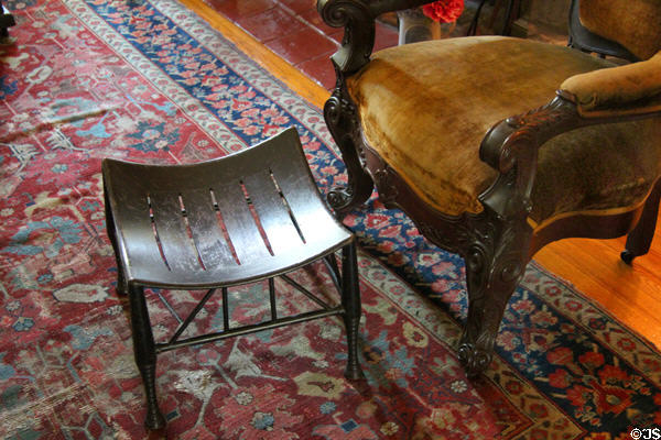 Egyptian revival stool (late 19thC) in south parlor of Aspet at Saint-Gaudens NHS. Cornish, NH.