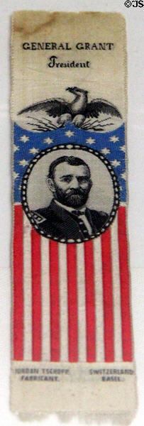 General Grant President ribbon made in Basel, Switzerland at Woodman Museum. Dover, NH.