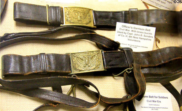 Civil War belts at Woodman Museum. Dover, NH.