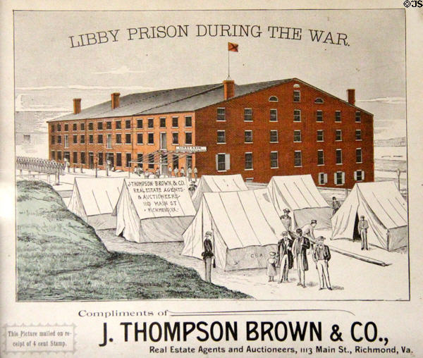 Libby Prison During the (Civil) War graphic on Richmond, VA advertisement at Woodman Museum. Dover, NH.