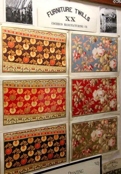 Printed fabrics by Cocheco Print Works of Dover, NH which printed cotton (1826-1913) at Woodman Museum. Dover, NH.