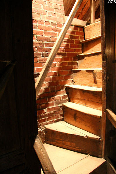 Steep steps in Garrison house at Woodman Museum. Dover, NH.