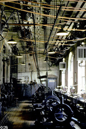 Belt driven machine shop at Thomas Edison Laboratory National Historic Site. West Orange, NJ.
